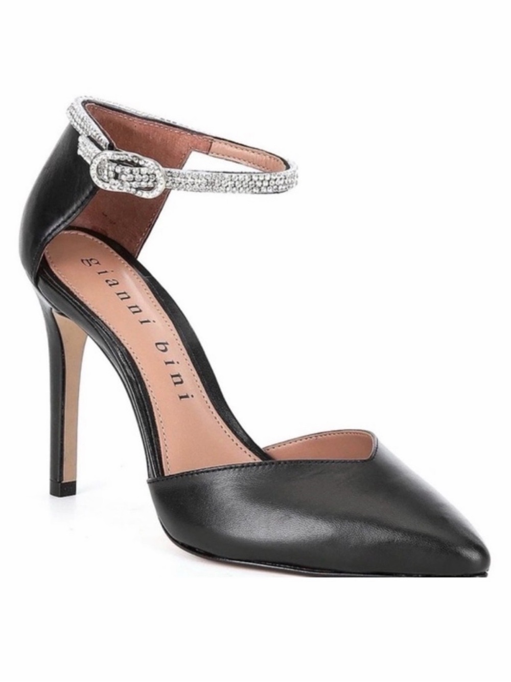 Gianni Bini Black Pointed Crystal-Ankle Stiletto Heels